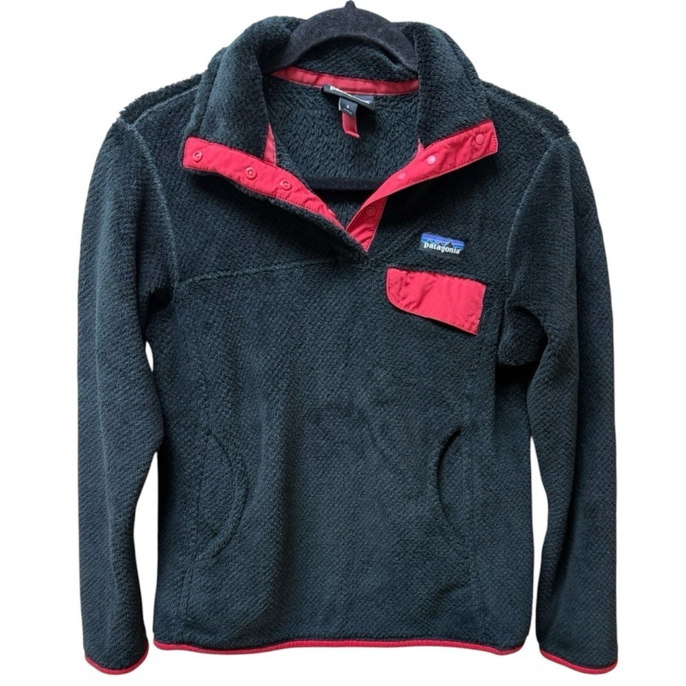 Patagonia Synchilla Snap-T Womens Fleece Sweater Pullover Jacket.Red Black.Sz S